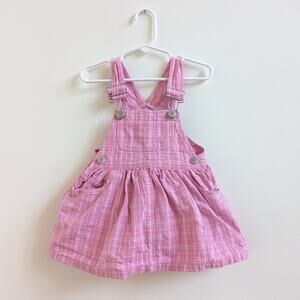 Vtg 90s New Legend Skirtall Girls Sz 18-24m Pink Plaid Overalls Classic Staple